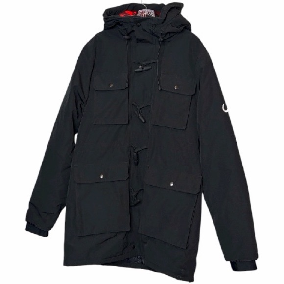 Wuxly Movement Elk Parka Black Jacket Coat Hooded Sustainable Canadian Sz L - Picture 1 of 16